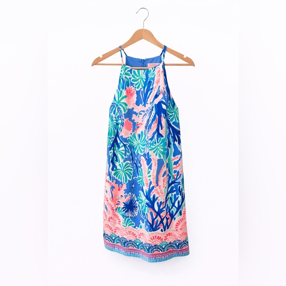 Lilly Pulitzer Dresses & Skirts - Lilly Pulitzer Small Jet Stream Tropical Shift Dress Sleeveless High Neck